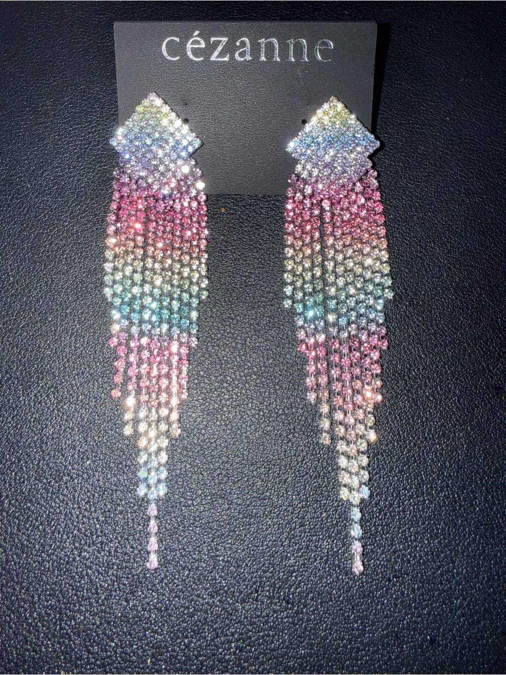 cezanne Rainbow Crystal Tassel Drop Earrings